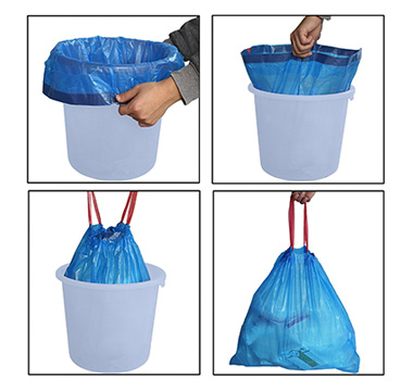Plastic Trash Bags with Drawstring